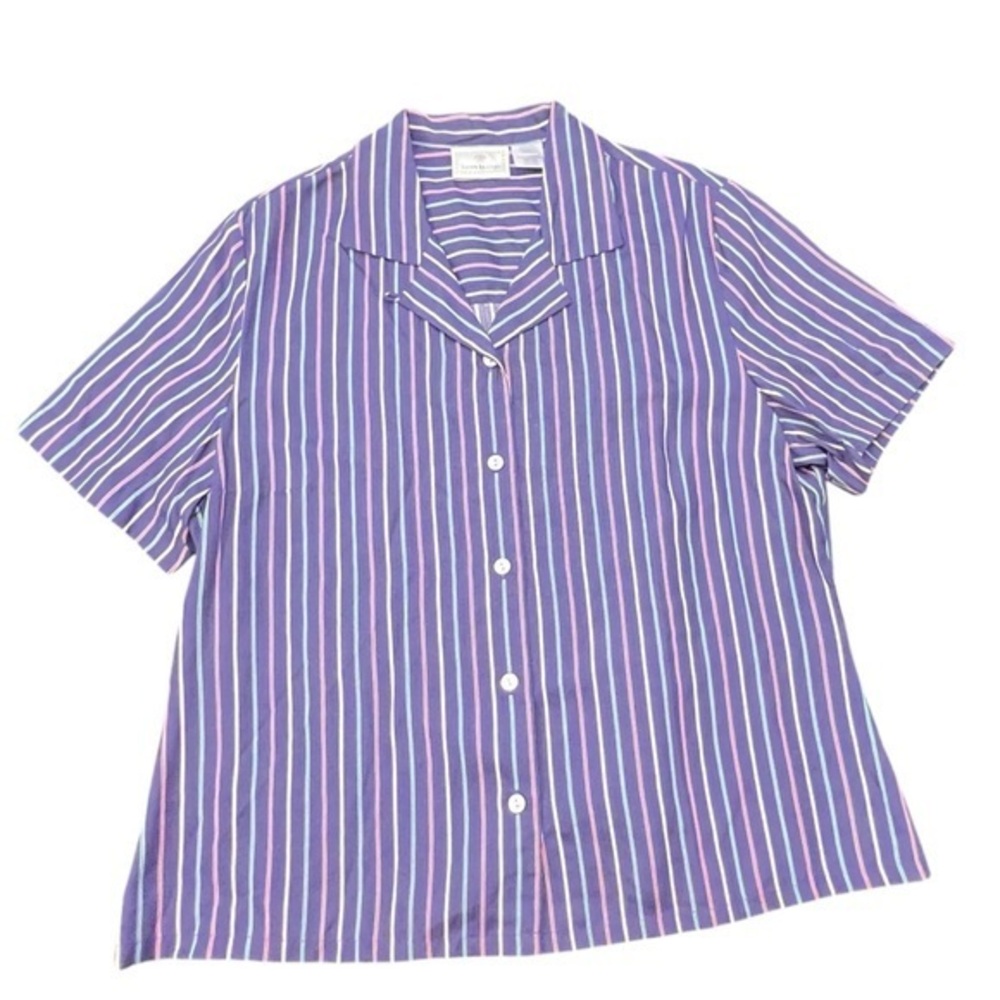 Susan Bristol Button Up Shirt Regatta Women’s Size 14 Short Sleeve Striped NWT